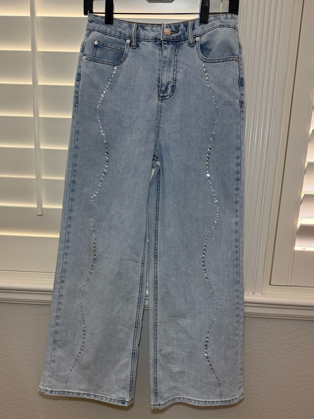 Oat New York Light Blue Flare Jeans with Rhinestone Detail Size 26(2)